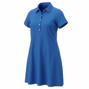 Investments Womens Royal Blue Short Sleeve Polo A-Line Dress Lge Stretch Jersey